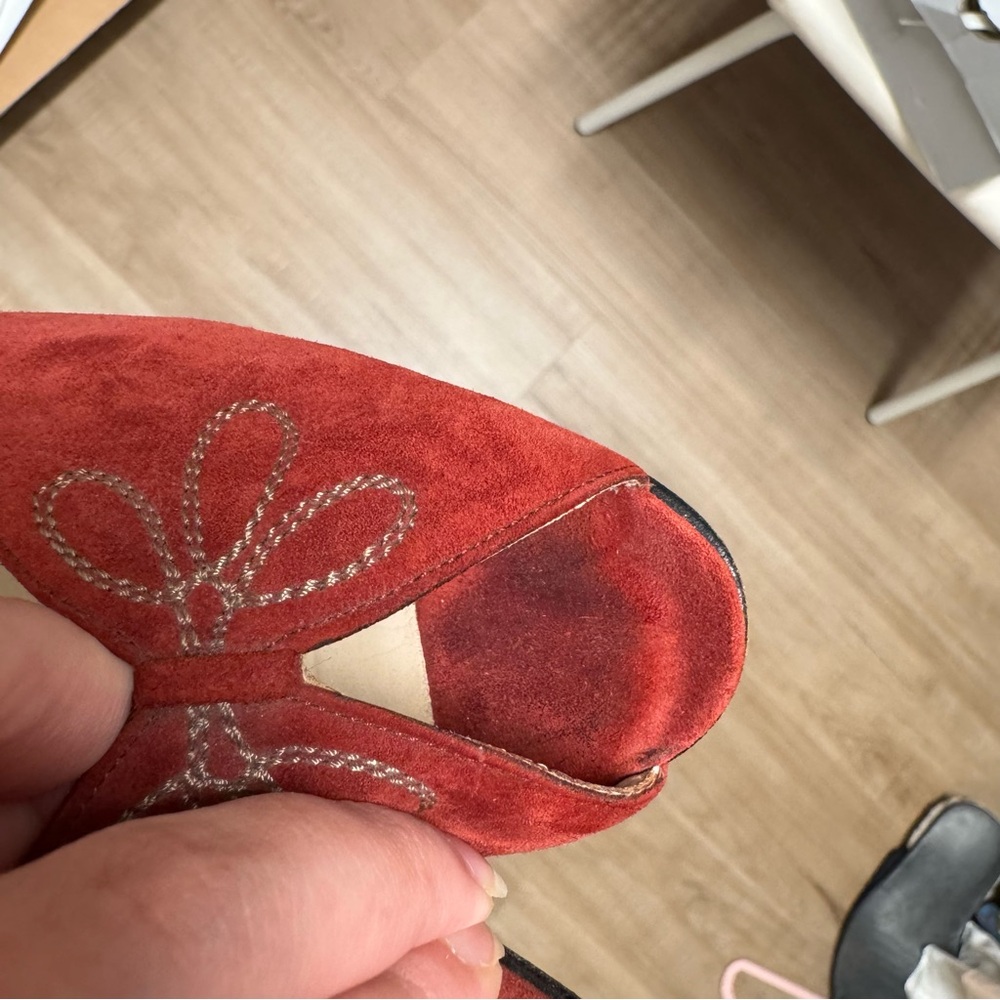 Salvatore Ferragamo Red Suede Women's Heels - Picture 9 of 10